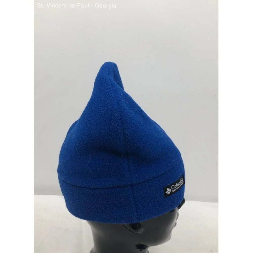Columbia Blue 90s Fleece Usa Made Beanie Y2k Vintage Extra Tall - Size S/m